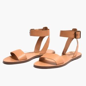 Madewell The Boardwalk Ankle Strap Leather Sandals Tan Size 7.5